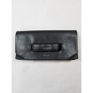 Matt & Nat Black Vegan Leather Envelope Clutch Bag with Hand Strap Sustainable